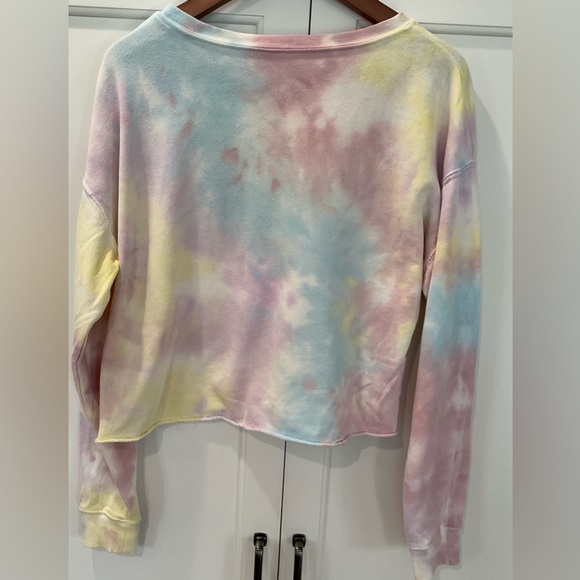Colsie Pastel Tie Dye Cropped Sweatshirt Sz S - Picture 3 of 7